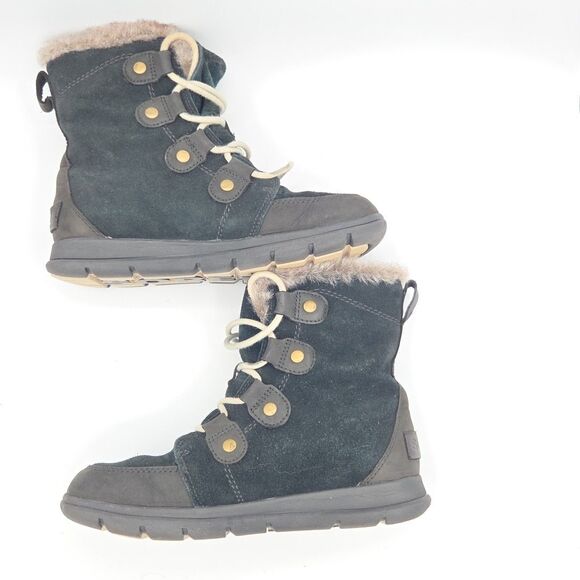 Sorel Womens Size 8 Explorer Joan Winter Snow Ankle Boot- Black Lace Up EUC - Picture 7 of 9